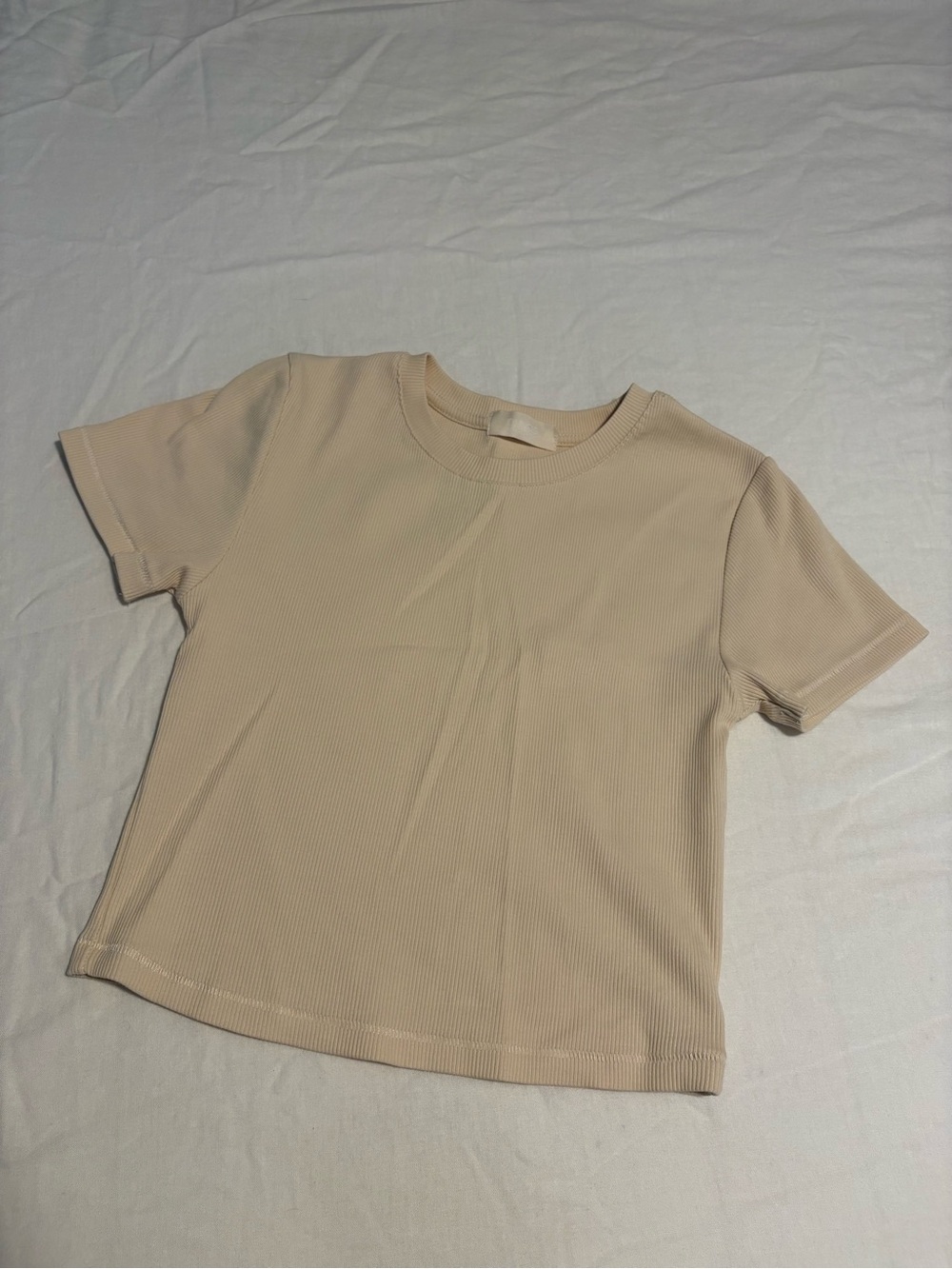 nuuds Cream Ribbed Crewneck Baby Tee